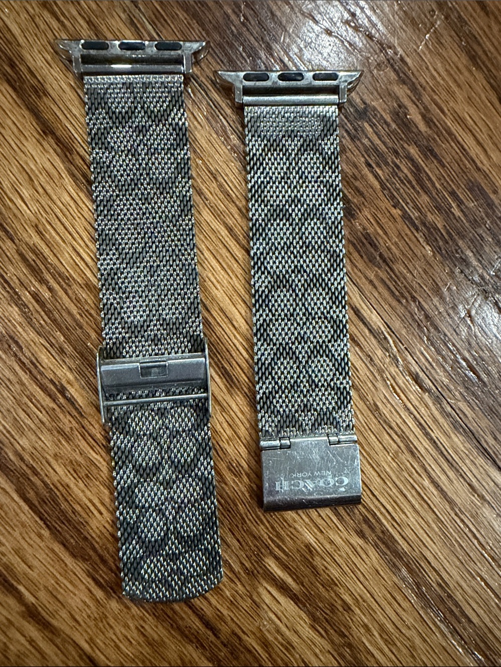 Coach Silver-Tone Metal Mesh Apple Watch Band with Signature Pattern